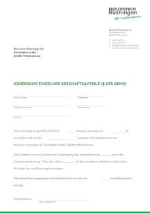 Kuendigung einzelner Anteile - Bauverein Rüstringen
